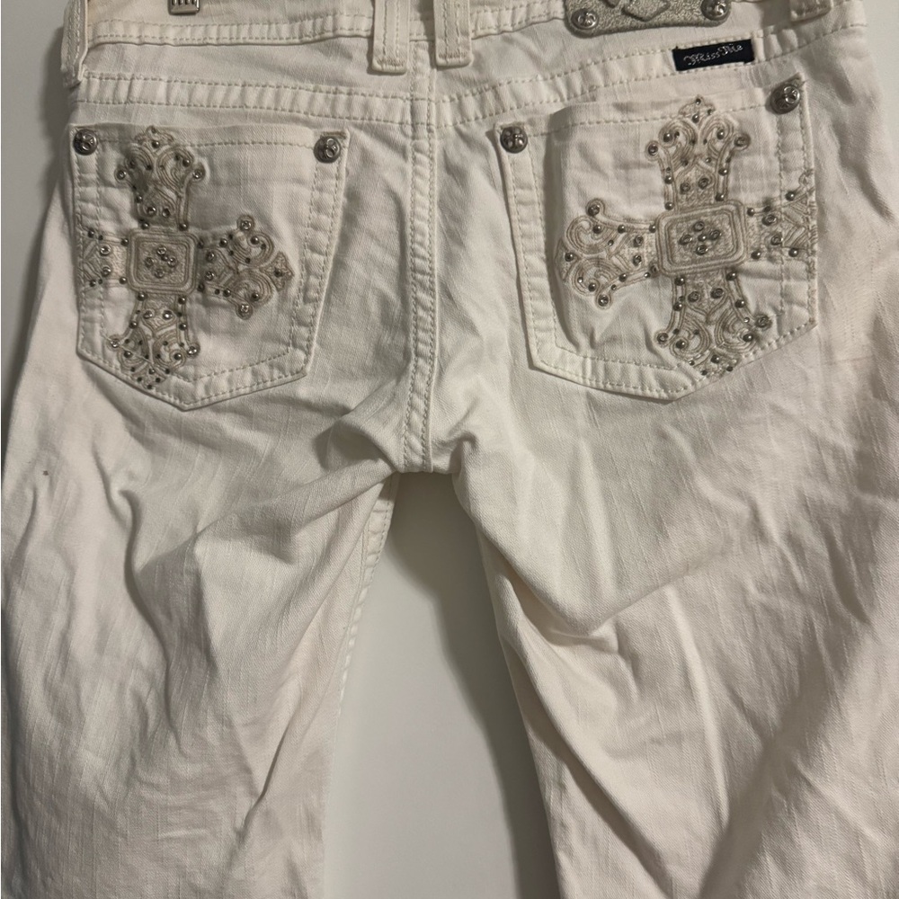 Miss Me White Denim with Silver Stitching